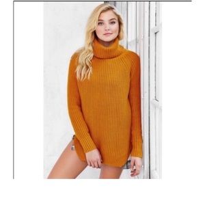 UO silence + noise mustard yellow knit turtleneck sweater